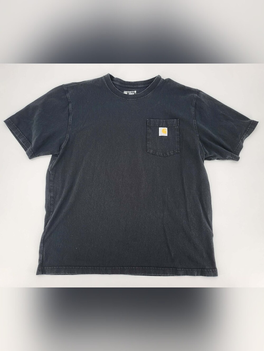 Carhartt Black Short Sleeve Pocket Tee with Yellow Logo Patch